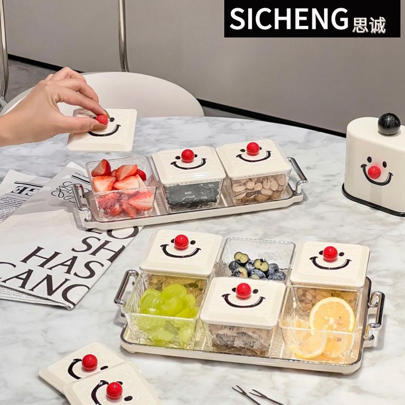 国境を越えた食品収納ケースネット赤高颜値蓋付き間食ドライフルーツ箱客間果物収納ケーストレイ付き|undefined