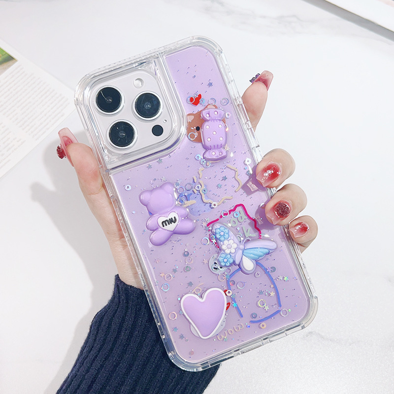 适用 G play 2025年新款立体趴趴熊手机壳MOTO G15闪片滴胶3D公仔