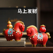新国潮马上有钱招财家居办公工位小众高级感装饰品创意工艺品摆件
