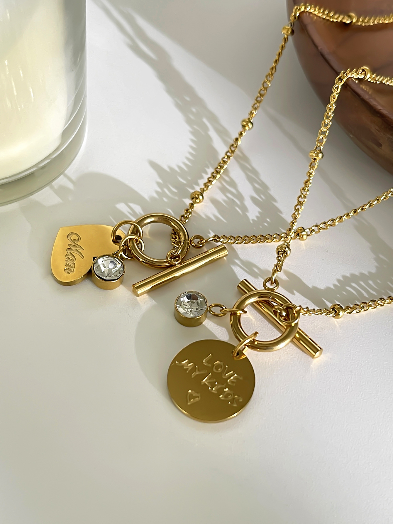 1 Piece Quantity 316L Stainless Steel Letter Heart Shape Waterproof Non Tarnish Surgical Steel Simple Style Classic Style Cuban Link Chain Curb Chain Pendant Necklace For Women's