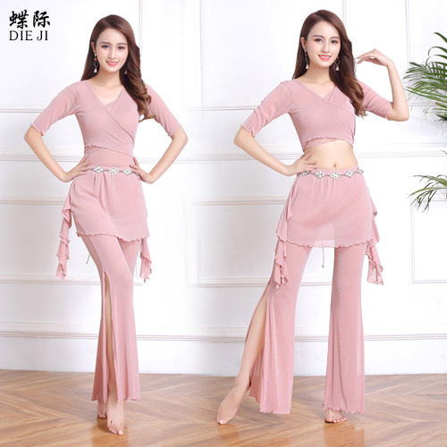 Four Seasons New Belly Dance Practice Clothes Large Size Suit Slimming Oriental Dance Beginner Performance Clothes Indian Split Pants