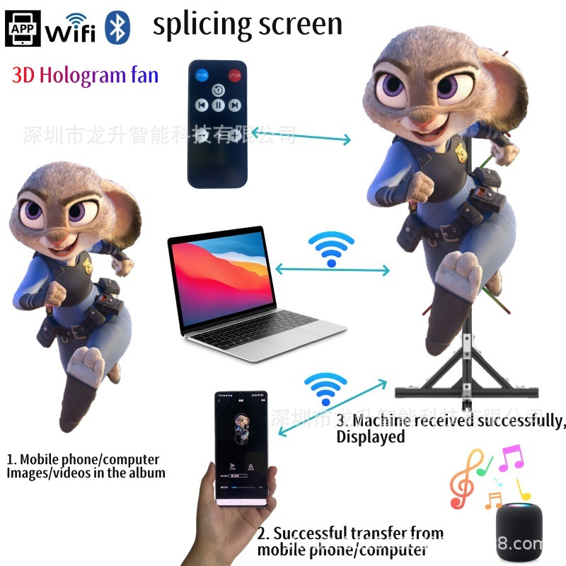 3D全息风扇屏56CM3台拼接套装3D Hologram fan立体显示屏3D广告机