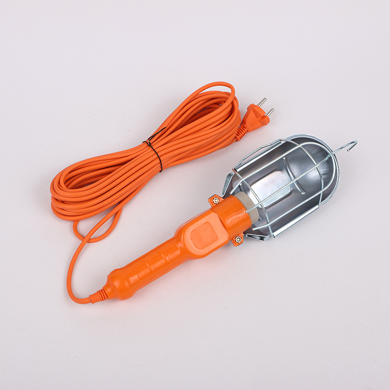 Lámpara de trabajo portátil al por mayor con gancho, iluminación de reparación de automóviles móvil, cubierta de hierro, luz de mantenimiento con línea, luz de trabajo transfronteriza