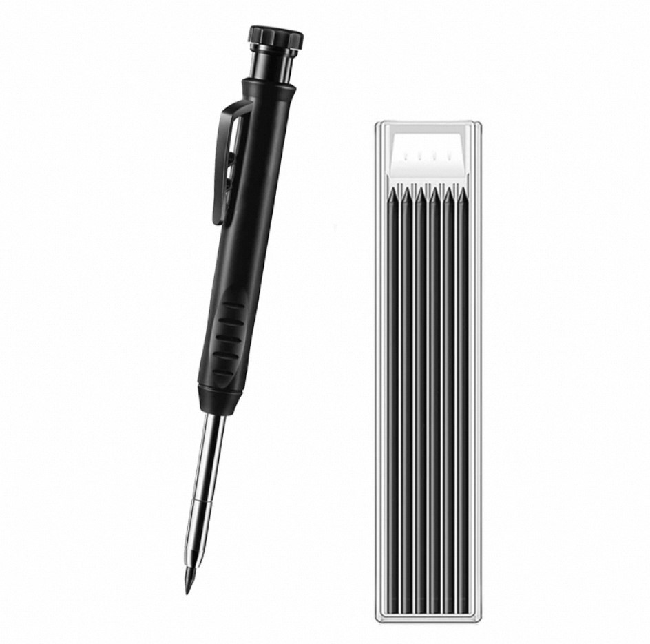 Lápiz agujero profundo carpintería pluma móvil carpintería pintura ingeniería pluma ajustable marcado grafito recarga con pelador