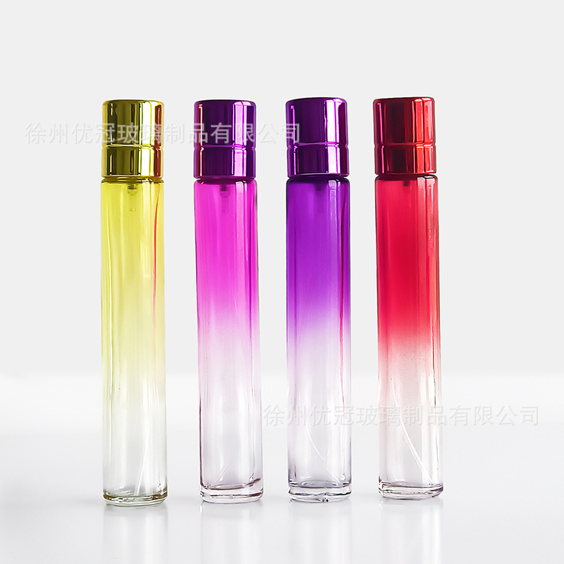 Botella de spray de niebla de color gradiente botella desnuda 30ml botella de perfume de vidrio de colores muestra pequeña envasado de productos de cuidado de la piel al por mayor