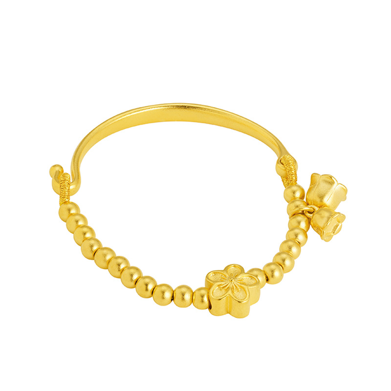 Arena de oro Linglan cuentas pulsera de mujer con cuentas media pulsera flor Pulsera de campana aleación de cobre suministro directo de fábrica suministro de todo fósforo