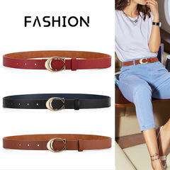 Ladies Fashion Belts with Adjustable C buckle, Versatile and Stylish, Simple Decor for Dresses and Jeans, Black
