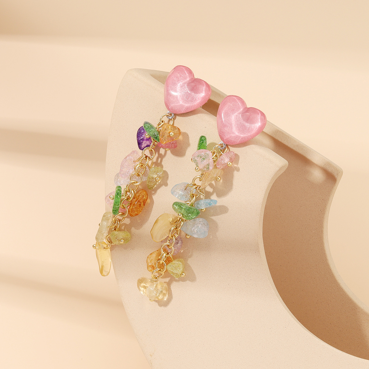 Date Occasion Crystal Material Heart Shape Pattern Sweet Heart Shape Crystal Handmade Women's Drop Earrings