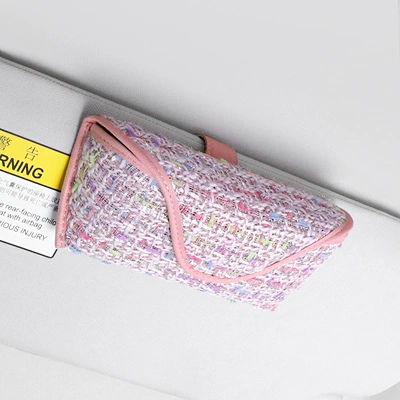 Car-Mounted Glasses Case, Sun Car Glasses Clip/Bill Clip - pink