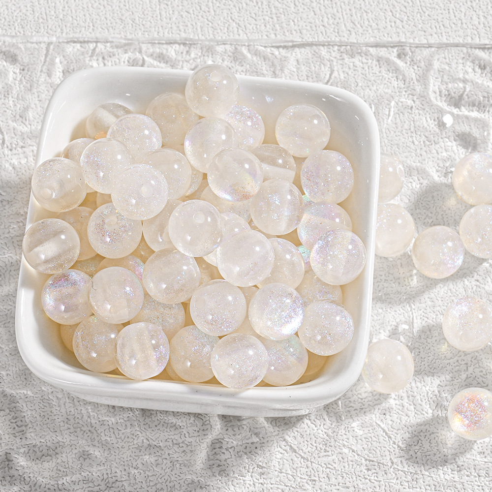 [100 piezas] cuentas de resina brillantes cuentas de ojo de gato cuentas de cielo estrellado diy material de cuentas de cadena de teléfono móvil hecho a mano