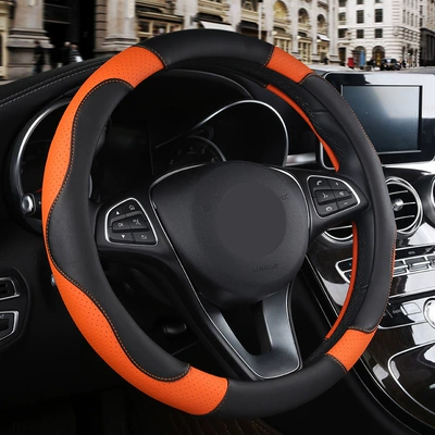 Steering wheel cover – White Inner Ring - xf620-black-and-orange-38cm