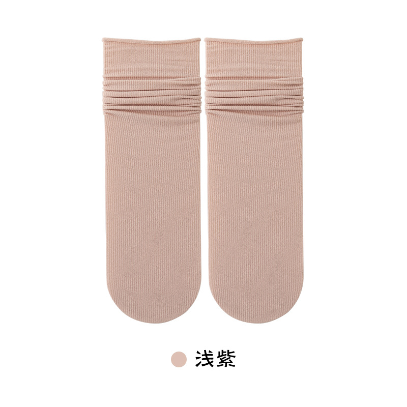 Calcetines de pila de damas primavera y verano calcetines de hielo delgados con zapatos de cuero pequeños calcetines blancos calcetines de luna sin hueso