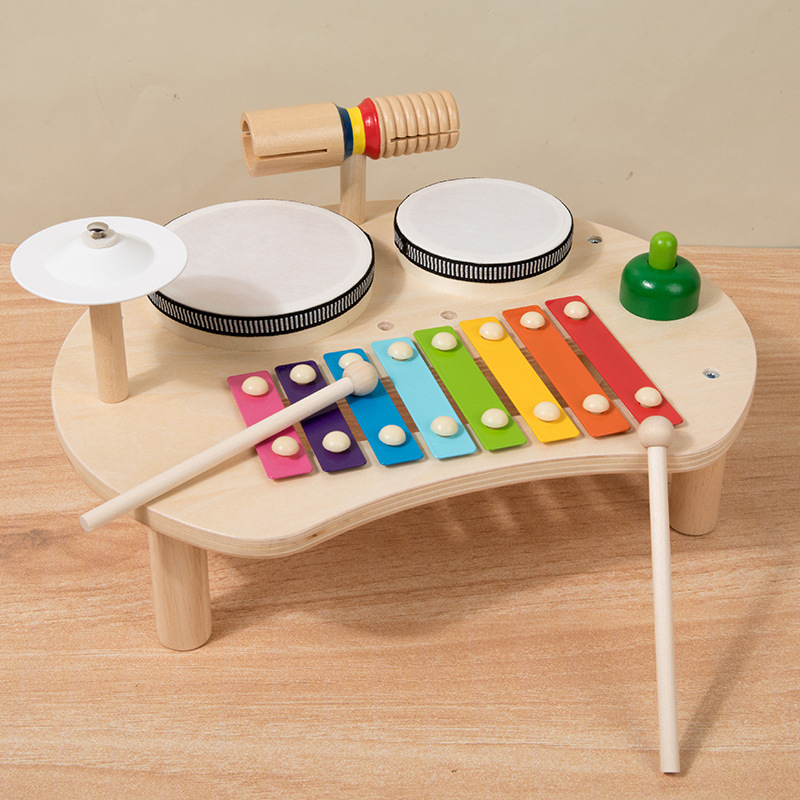 Mesa de percusión musical Instrumentos musicales para niños Toque de batería Toque de mano Toque de piano Puzzle para bebés Juguetes multifuncionales Sentido de la música Percusión de iluminación