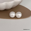 Silver needle, small design earrings from pearl, silver 925 sample, 2024 years, light luxury style