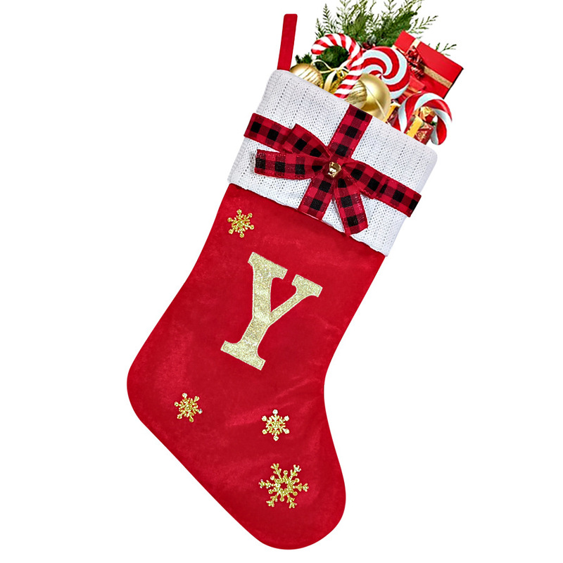 2025 新しいクリスマス装飾レターソックス大赤クリスマス装飾刺繍文字クリスマスソックスギフト|undefined