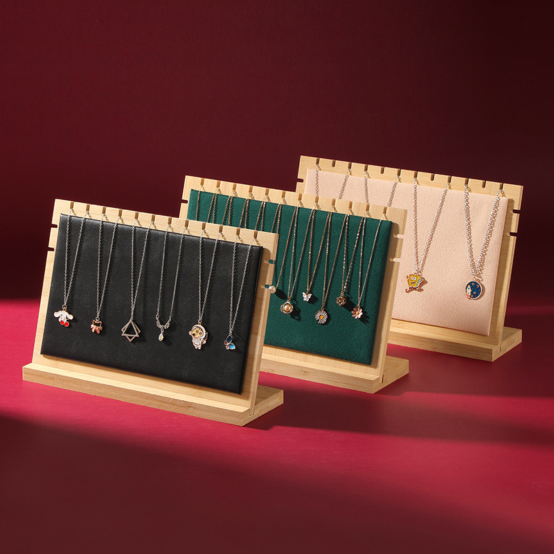 High-end bamboo and wood necklace display rack, detachable bracelet jewelry hanger, jewelry display board, stall display rack