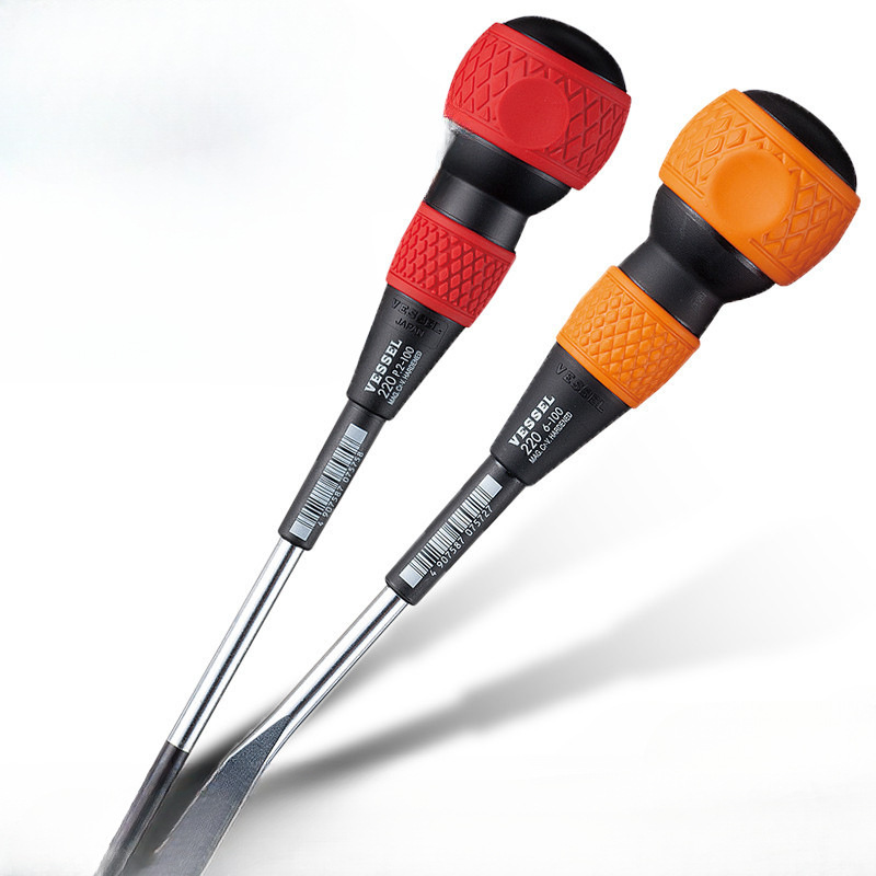 destornillador de goma de mango de gourmet japonés con tornillo de perforación, destornillador de cabeza de tornillo de cruz con magnetismo