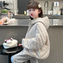 女童2025新款秋冬季羽绒棉服儿童纯色廓形棉袄女孩韩版设计感外套