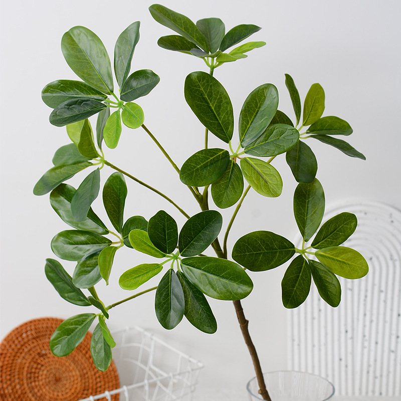 Artificial flowers, green plants, pot decorations, simulated plants, Schefflera arboricola, Dieffenbachia, engineering plant wall, matching materials, leaves, seven-star leaves