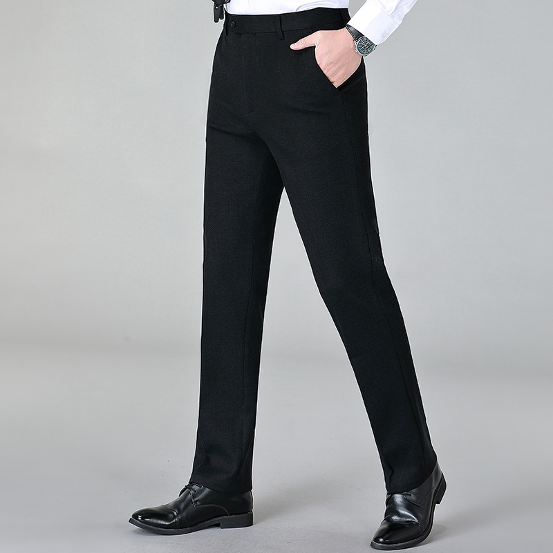 男士西裤专柜秋冬商务绵羊毛百搭垂感弹力裤子爸爸职业正装直筒裤