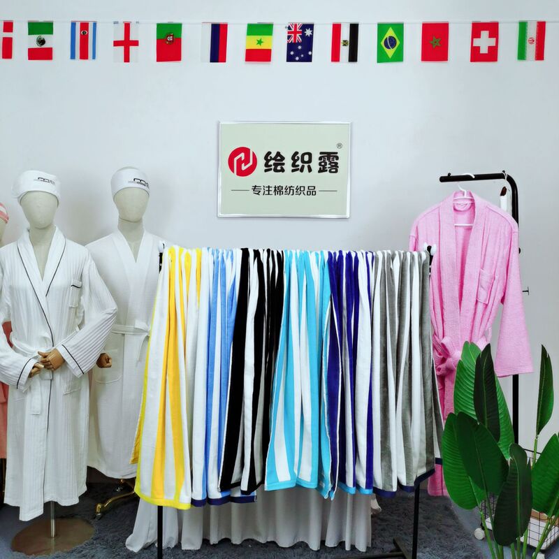 Cross-Border Cotton Cut Velvet Stripesd Beach Towel Pure Cotton Color Striped Bath Towel Hotel Swimming Pool Towel Custom Logo Export Export