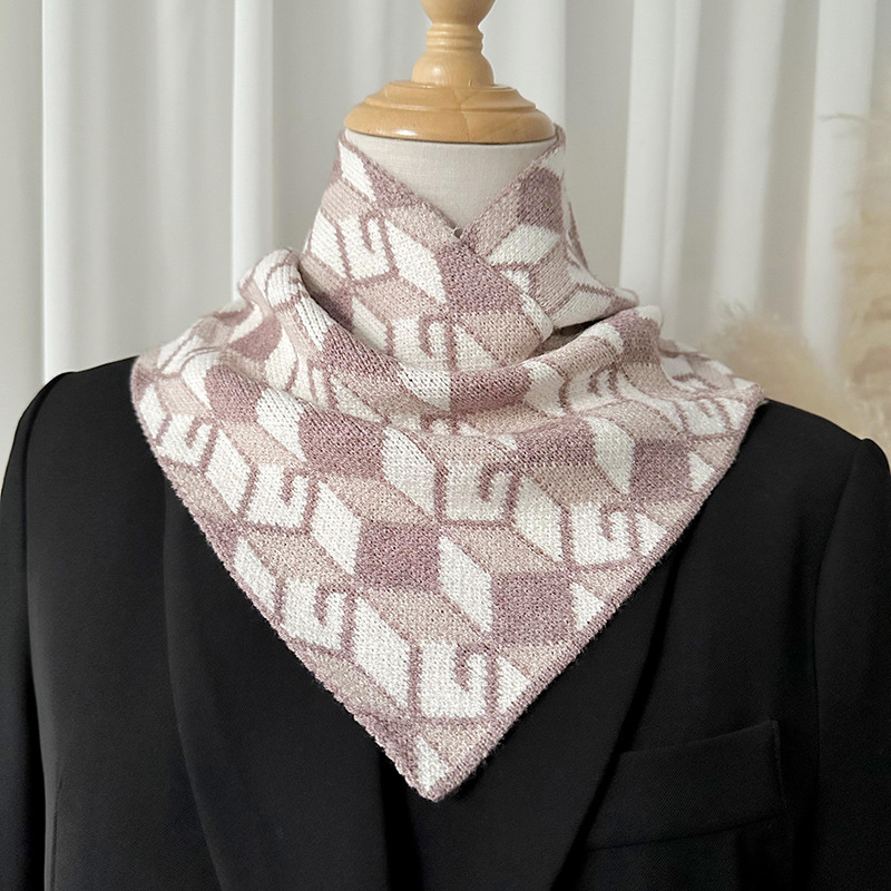Nueva moda todo partido houndstooth bufanda de punto bufanda de las mujeres otoño y el invierno engrosado cuello cálido protección de cuello de triángulo bufanda