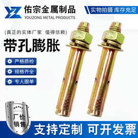 带孔膨胀螺栓批发 镀彩锌带孔膨胀丝 带孔小头膨胀栓拉爆厂家现货