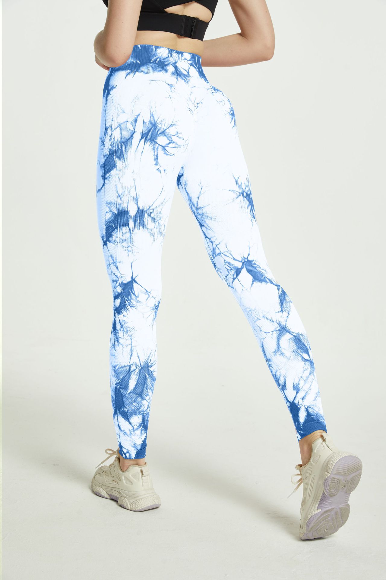 Versión gruesa talla S 200g + sin costuras pantalones de yoga de la aptitud de las mujeres Pantalones deportivos tie-dyed tie-float Hip-lifting pantalones Leggings