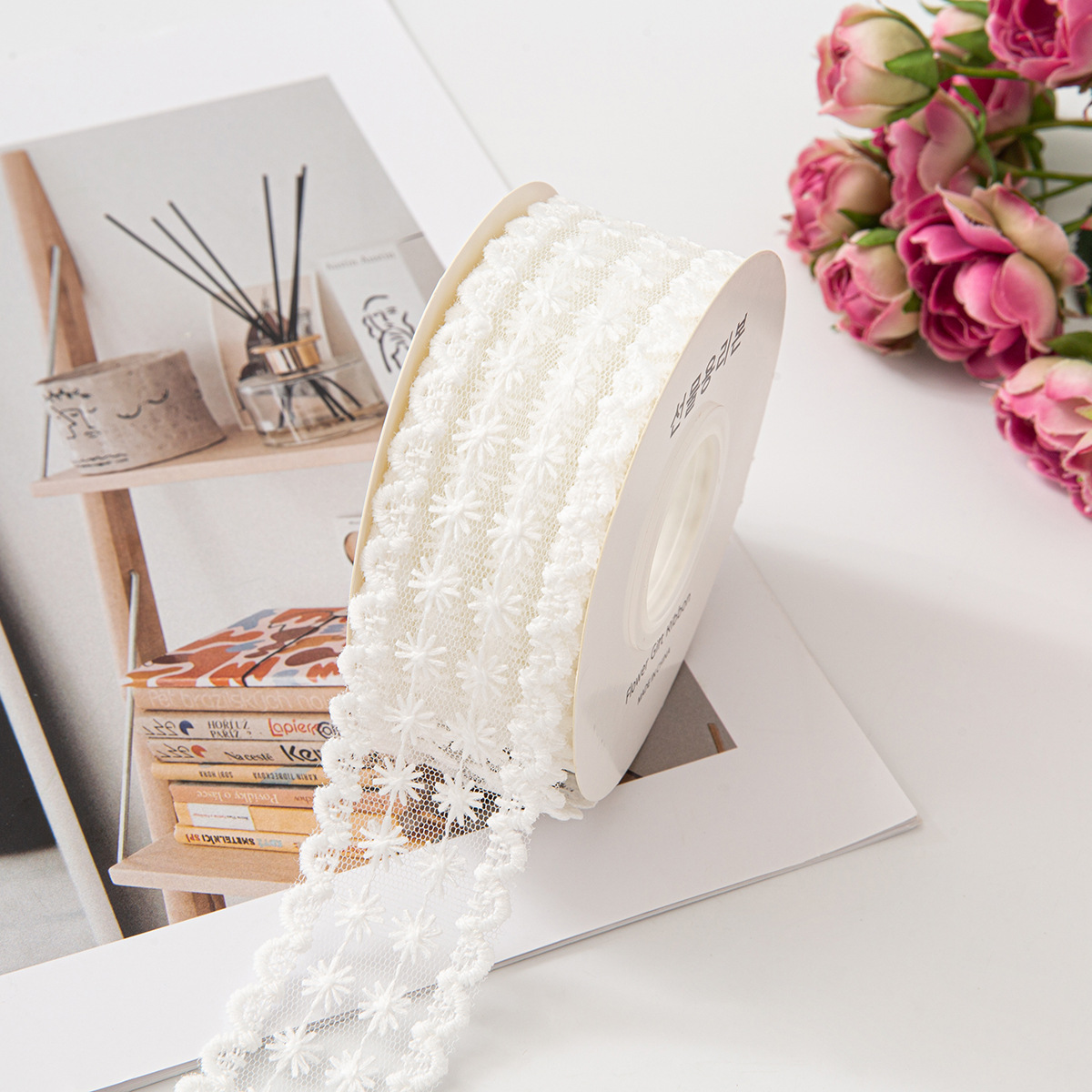 透明レースウェビングメッシュ刺繍ミルクシルク DIY リボンヘアアクセサリー花包装衣類アクセサリー