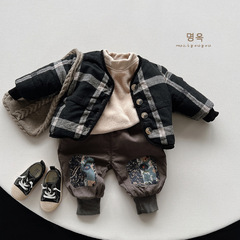 Outfit Recommendations~ 2024 Winter New Children's Plaid Cotton Jacket for Boys and Girls, Korean Style Personality Children's Thick Outerwear Trend