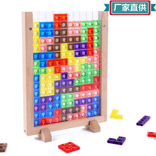 Cross-border new product children's educational 3D three-dimensional Tetris parent-child interactive tabletop game puzzle toys wholesale
