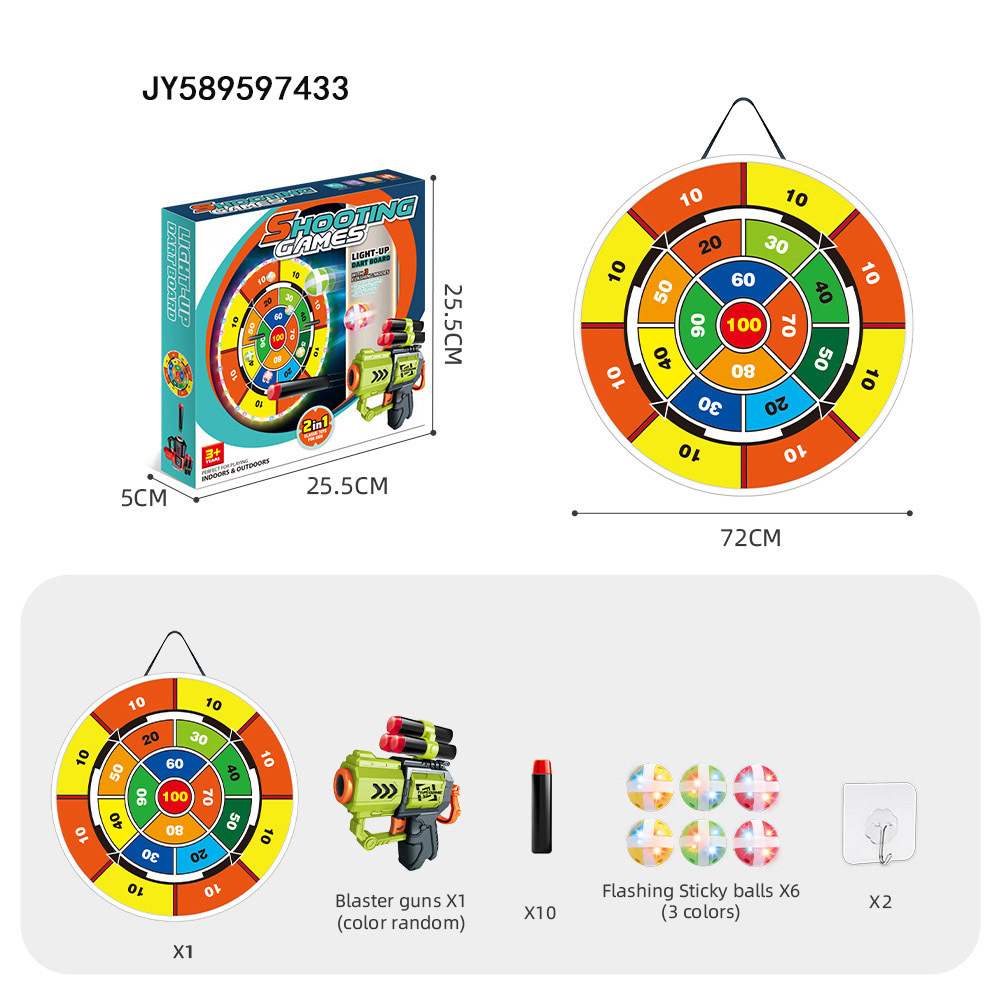 Transfronterizos niños lanzamiento de aluminio de doble cara iluminación redonda objetivo de aluminio de parpadeo parental-hijo interacción interior y exterior conjunto mayorista