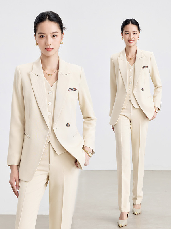简约气质干练女神范职业西服套装秋冬高级感工作服小西装马甲套装|undefined