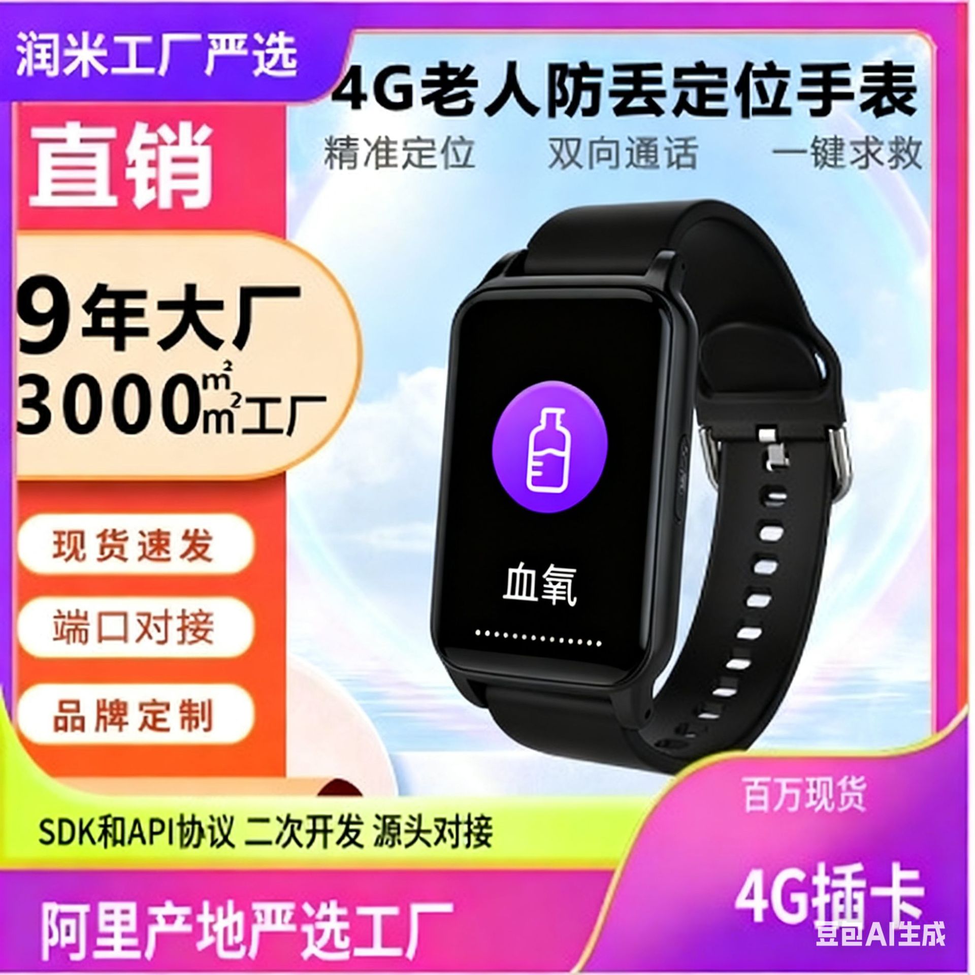 4g Full Network Gps Beidou Positioning Bracelet for the Elderly to Call When Falling, Anti-Lost Video Call Phone Watch