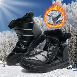 现货雪地靴女2023年冬季新款外贸棉鞋加绒保暖平底羽绒服布面女鞋