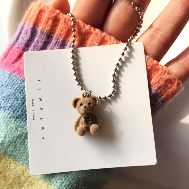 originality lovely Cartoon Little Bear Pendant Necklace interest girl sweater chain Hip hop Trend Disco dancing Necklace
