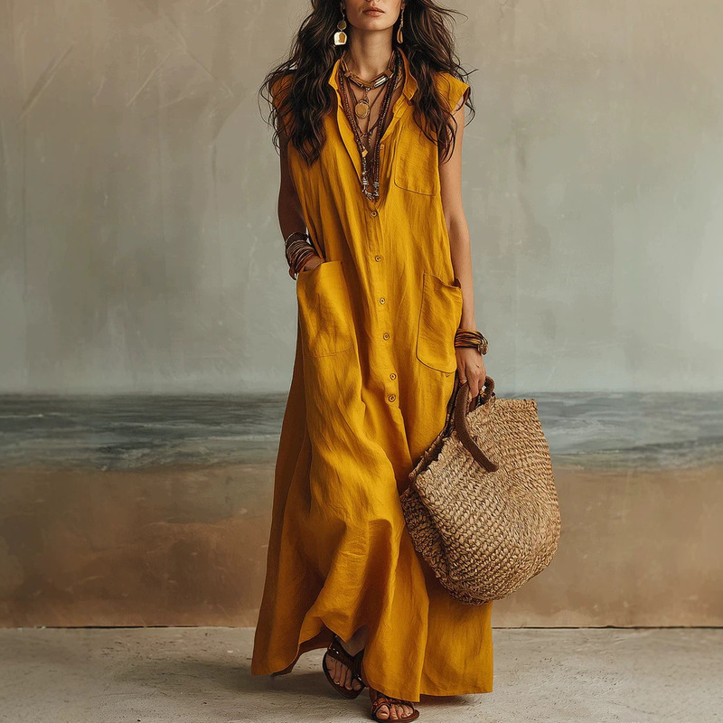 2026 New Summer Style Elegant Workwear Off-Shoulder Bohemian Vacation Loose V-Neck Shirt Dress 2026 New Summer Style Elegant Workwear Off-Shoulder Bohemian Vacation Loose V-Neck Shirt Dress