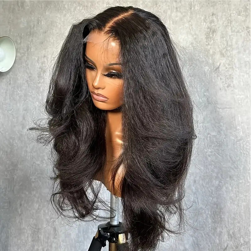 Foreign Trade Hot Selling 13*4 Front Lace Wig Headgear for Women Black Medium Parted Big Wavy Long Curly Hair Wigs in Stock Foreign Trade Hot Selling 13*4 Front Lace Wig Headgear for Women Black Medium Parted Big Wavy Long Curly Hair Wigs in Stock