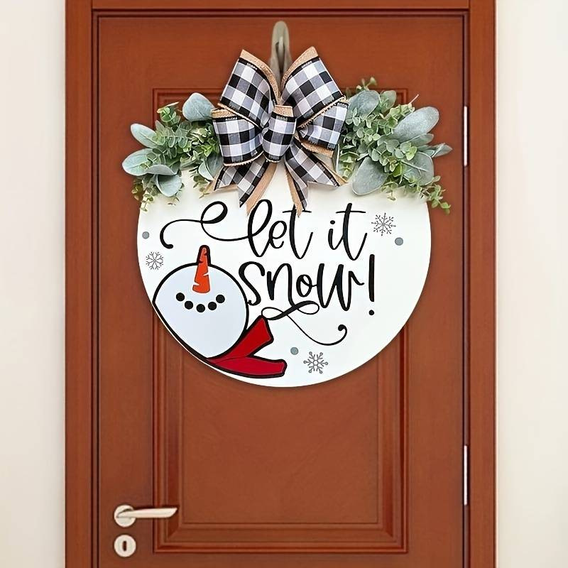 Novo produto, deixe nevar. Artesanato em madeira, porta pendurada, decoração de casa_voghion.com