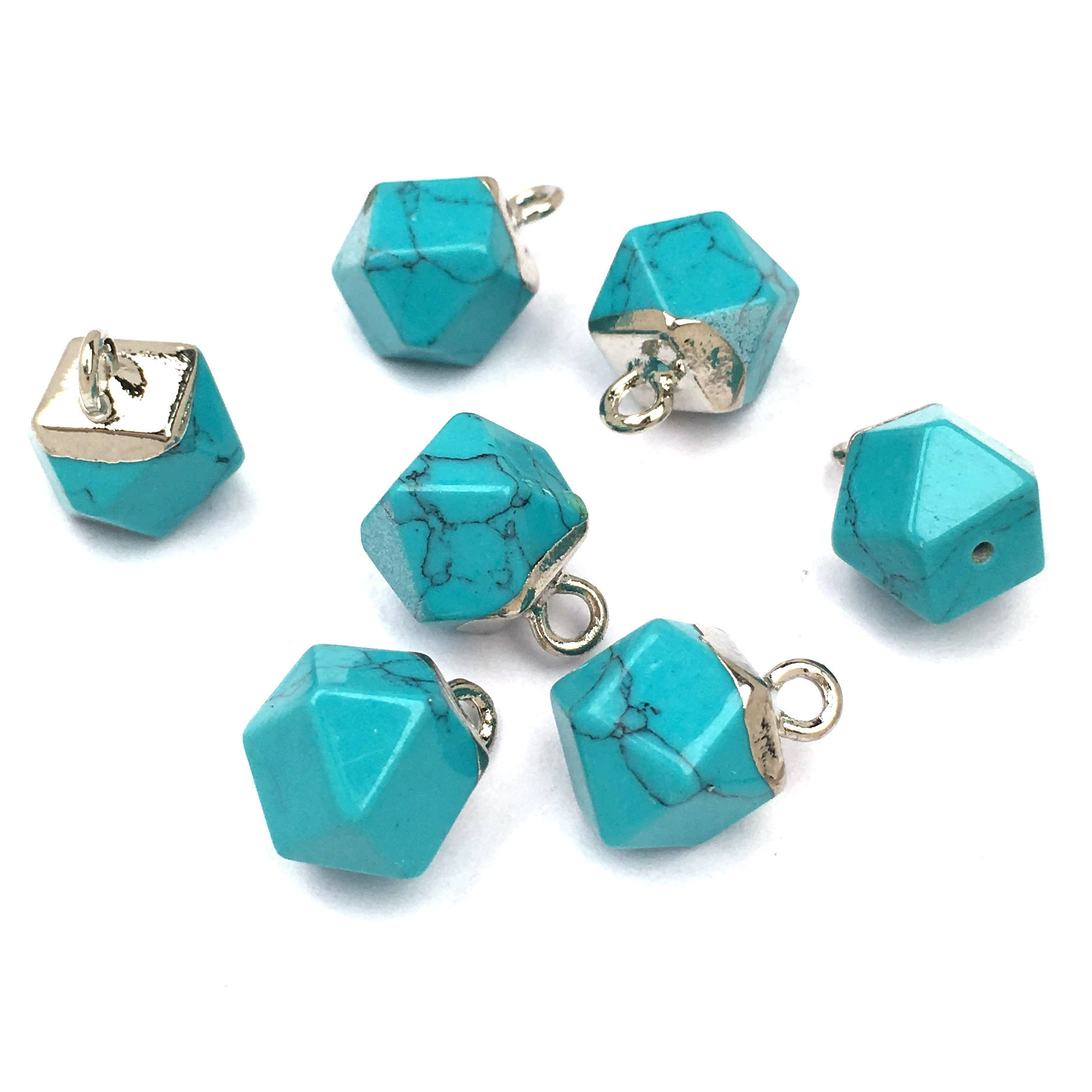 Organic three dimensional square turquoise crystal, pendant
