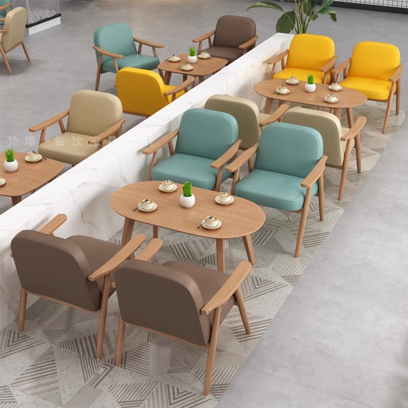 Casual cafe, double sofa, milk tea shop, cake and dessert shop, book bar, tables and chairs, rest area, reception and negotiation combination