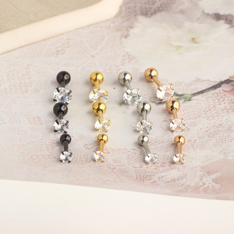 Stainless Steel Star CZ Earrings for Cartilage Piercing - Rose Gold with Round Cubic Zirconia - 2021 Summer Collection detail image 10