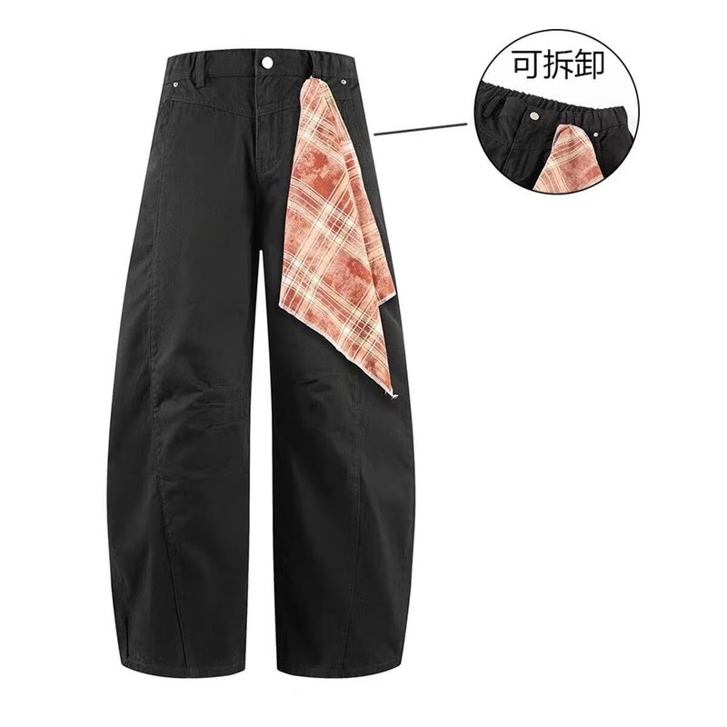 丝巾休闲裤男纯色美式弯刀薄新款潮牌宽松直筒工装裤牛仔长裤|undefined