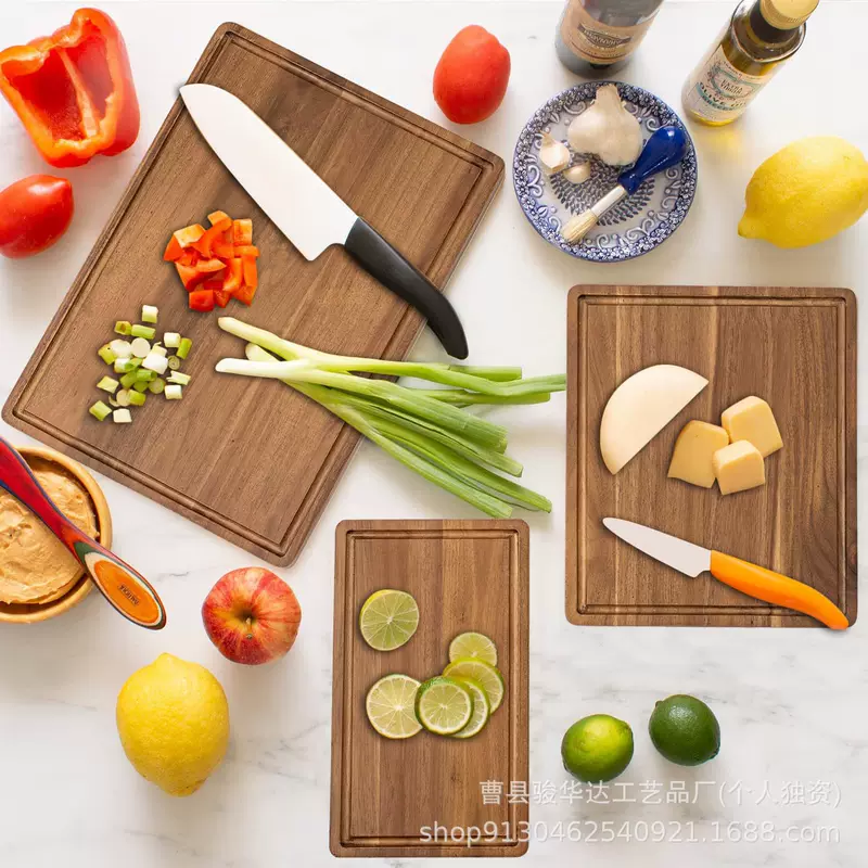 In stock, quick-release wooden kitchen double-sided chopping board, household vegetable cutting board with sink, solid wood square deli board
