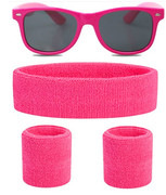 1-로즈 레드 안경 + 스포츠 헤드스카프 세트