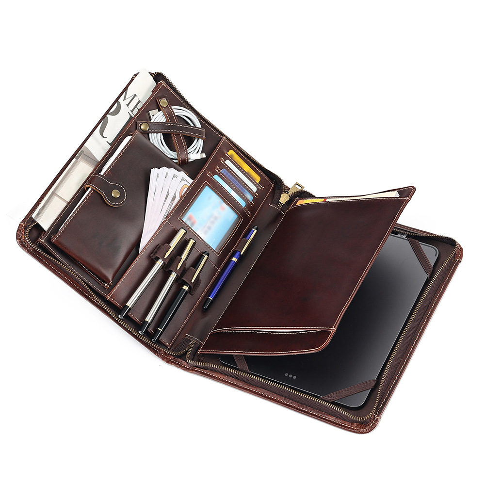 Nueva tableta de cuero genuino bolsa de negocios de moda de 9,7 pulgadas embrague de los hombres de la vendimia Crazy Horse de cuero tableta protectora caso