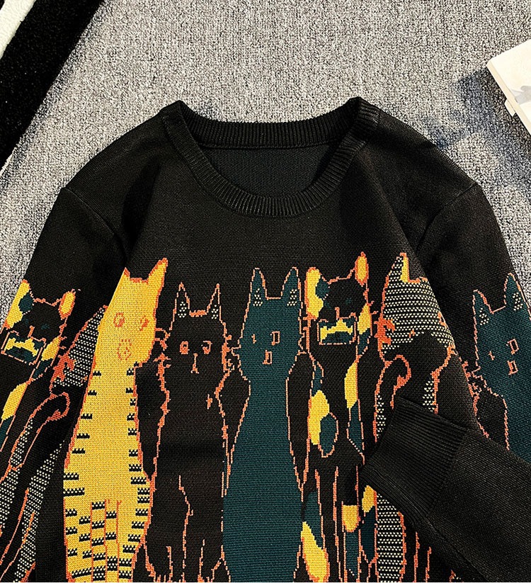 ​​Slim-Fit Crewneck Sweater For Men – Trendy Knit Pullover With Jacquard Detail (S-2XL, Lightweight Polyester For Streetwear Styling)​​_voghion.com