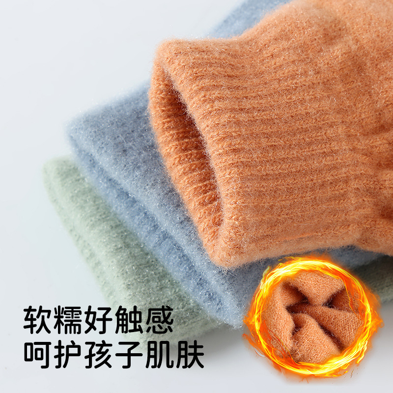 秋冬季儿童毛线手套学生写作业保暖半指男童女童卡通手套批发露指|undefined