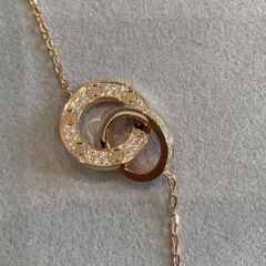 V ゴールドハイバージョン LOVE クラシック リトル ケーキ ダブル リング レディース 厚いメッキ 18K ローズゴールド ファッション ライト ラグジュアリー カスミソウ ネックレス 絶妙