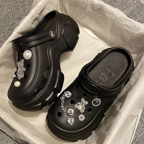 EVA water rhinestone hole shoes for women's summer new style outdoor sandals bag toe two-piece sandals